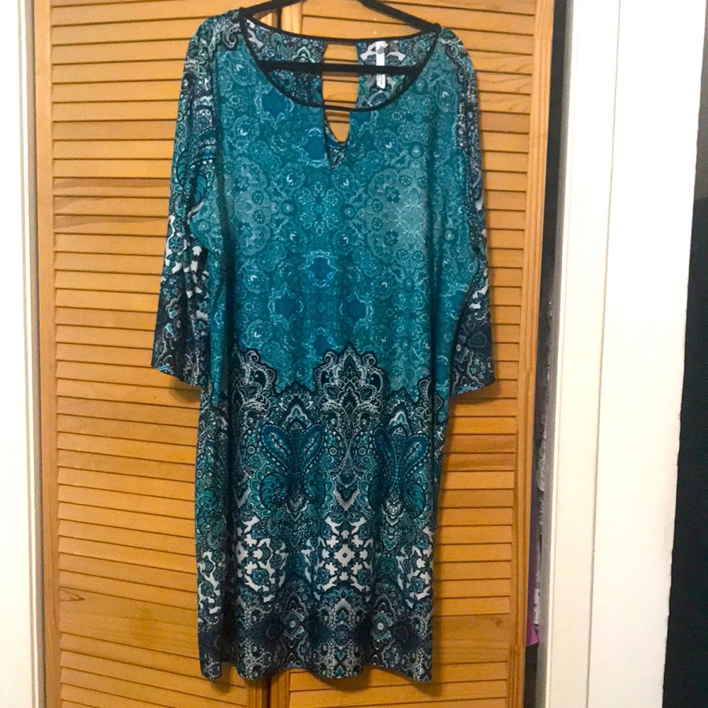 Jewel tone patterned Sheath Dress. Wrinkle free!